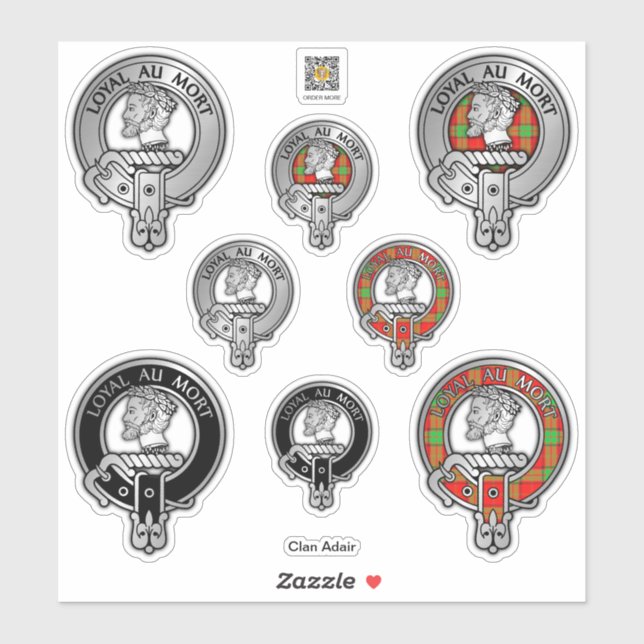 Clan Adair Crest & Tartan Sticker (Sheet)