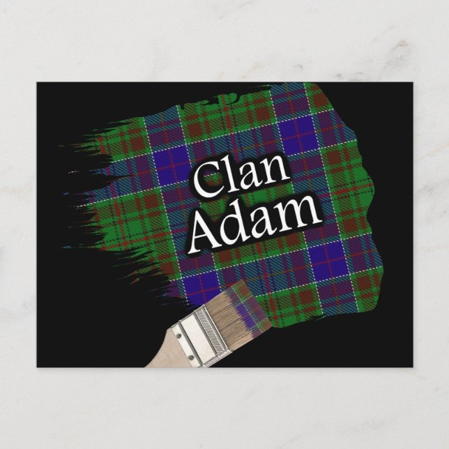 Clan Adam Scottish Tartan Paint Brush Postcard (Front)