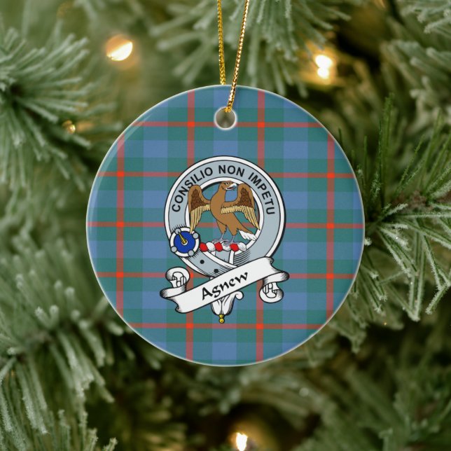 Clan Agnew Ancient Badge Tartan Plaid Ceramic Ornament (Tree)