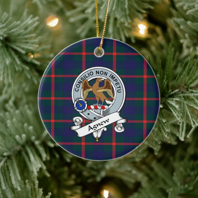 Clan Agnew Badge Tartan Plaid Ceramic Ornament (Tree)