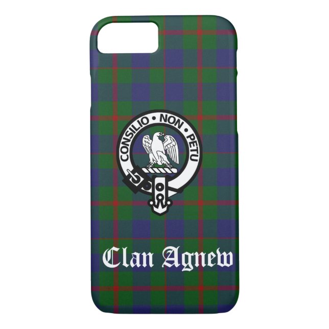 Clan Agnew Crest Badge and Tartan Case-Mate iPhone Case (Back)