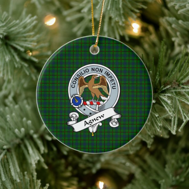 Clan Agnew Hunting Badge Tartan Plaid Ceramic Ornament (Tree)