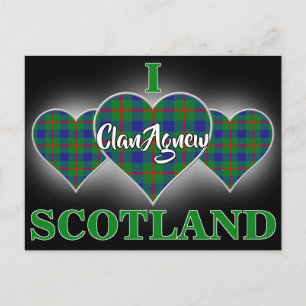 Clan Agnew I Love Scotland Tartan Heart Postcard