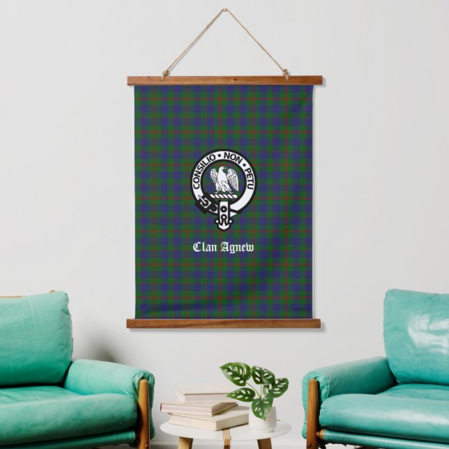 Clan Agnew Tartan Crest Customisable  Hanging Tapestry (Living Room)