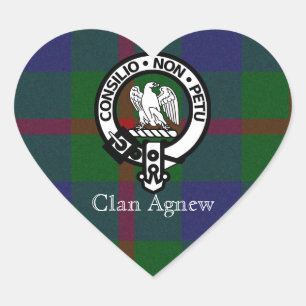 Clan Agnew Tartan Crest Heart Sticker