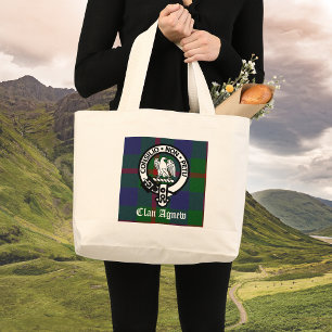 Clan Agnew Tartan Crest Large Tote Bag