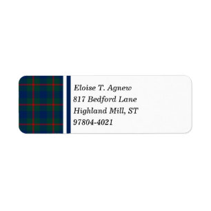 Clan Agnew Tartan  Return Address Label