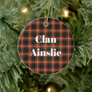 Clan Ainslie Tartan Ceramic Ornament