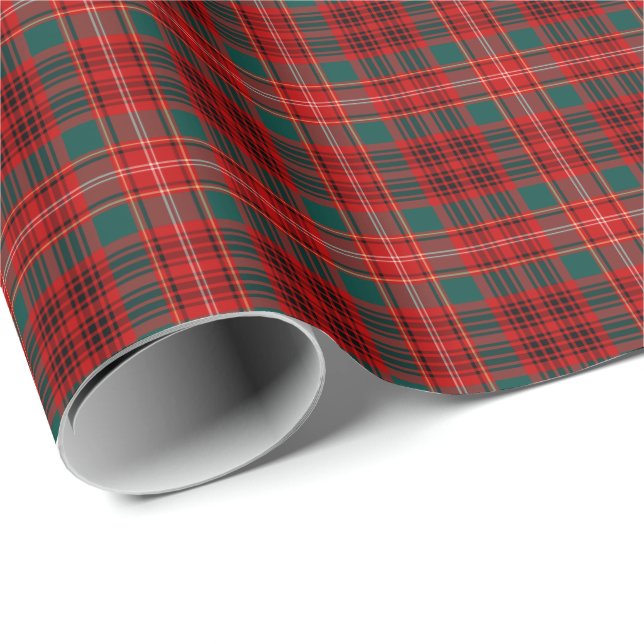 Clan Ainslie Tartan Red and Green Plaid Wrapping Paper (Roll Corner)