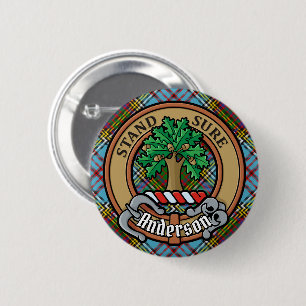 Clan Anderson Crest over Tartan 6 Cm Round Badge