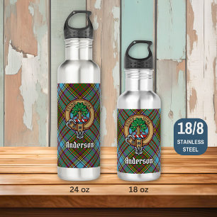 Clan Anderson Crest over Tartan 710 Ml Water Bottle