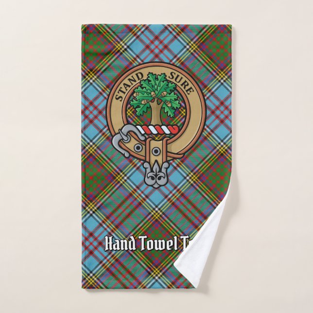 Clan Anderson Crest over Tartan Bath Towel Set (Hand Towel)