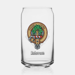 Clan Anderson Crest over Tartan Can Glass