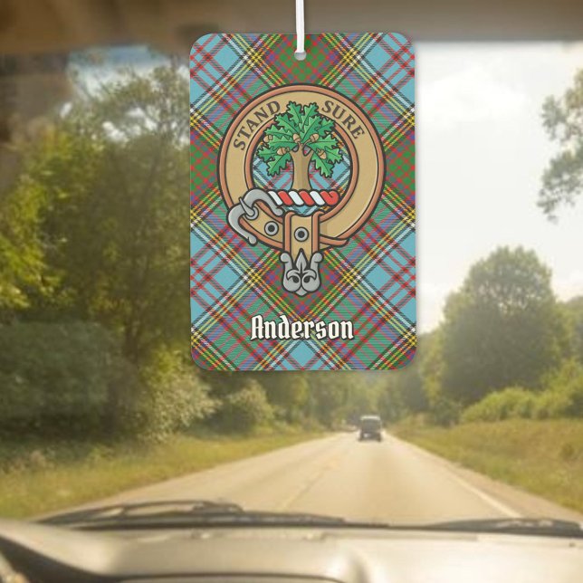 Clan Anderson Crest over Tartan Car Air Freshener (Creator Uploaded)