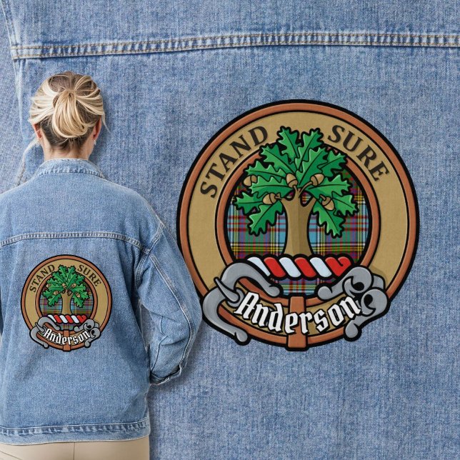 Clan Anderson Crest over Tartan Denim Jacket (Creator Uploaded)