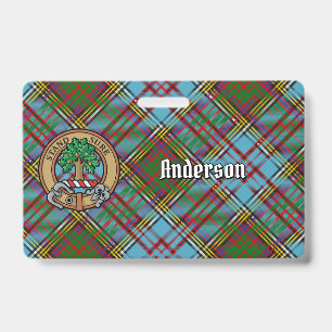 Clan Anderson Crest over Tartan ID Badge