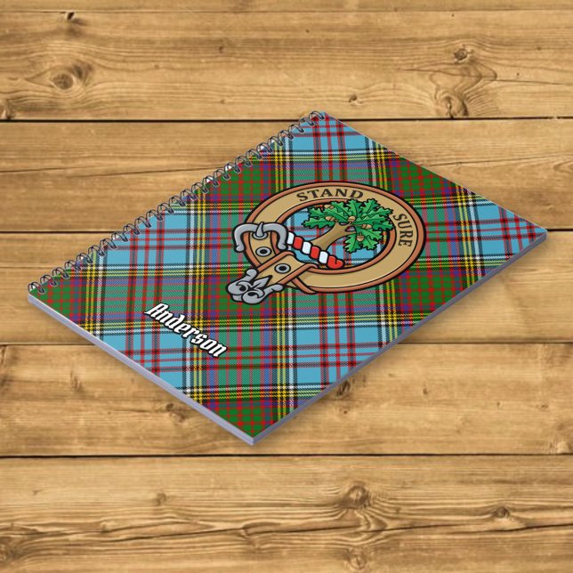 Clan Anderson Crest over Tartan Notebook (Creator Uploaded)