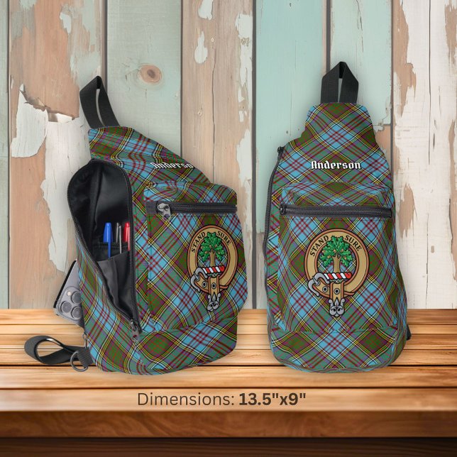 Clan Anderson Crest over Tartan Sling Bag (Creator Uploaded)