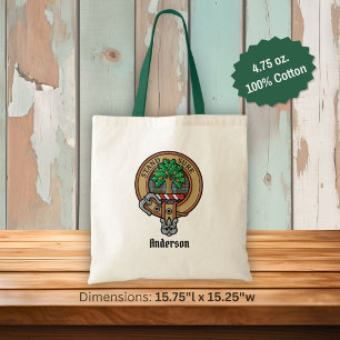Clan Anderson Crest over Tartan Tote Bag