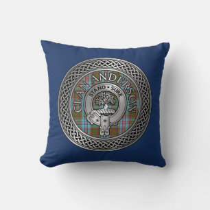 Clan Anderson Crest & Tartan Knot Cushion