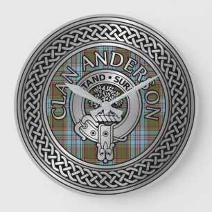 Clan Anderson Crest & Tartan Knot Large Clock