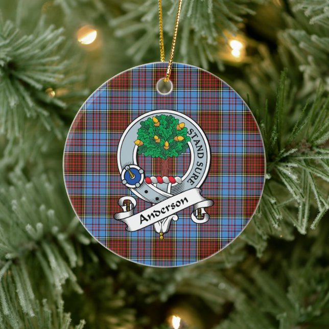 Clan Anderson Modern Badge Tartan Plaid Ceramic Ornament (Tree)