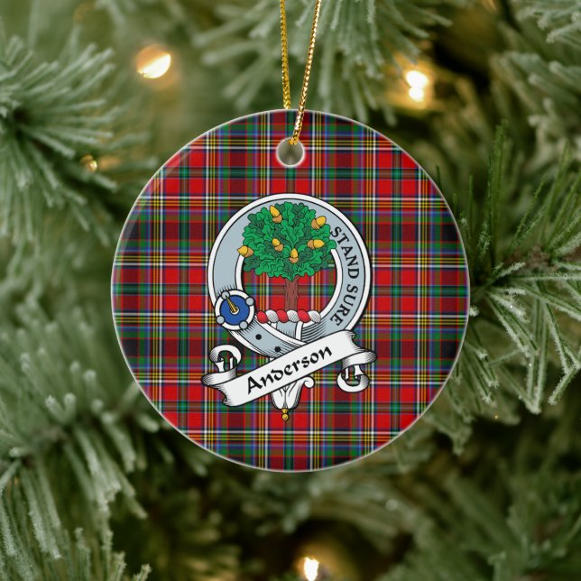 Clan Anderson Of Arbrake Badge Tartan Plaid Ceramic Ornament (Tree)