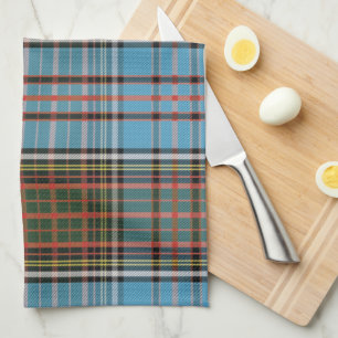 Clan Anderson Plaid Tartan Teal Brown Check Tea Towel