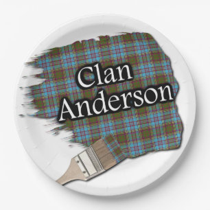 Clan Anderson Scottish Tartan Paint Brush Paper Plate