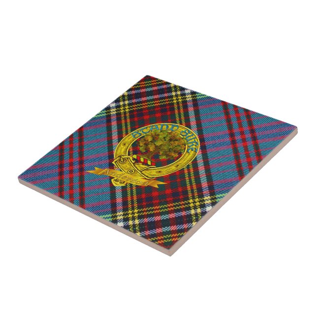 Clan Anderson Tartan and Motif Ceramic Tile (Side)