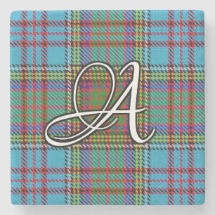 Clan Anderson Tartan Custom Monogram Stone Coaster