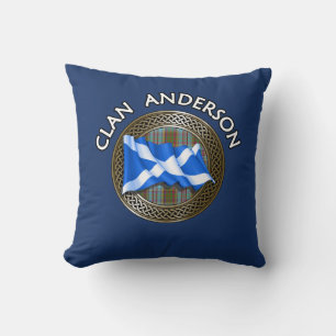 Clan Anderson Tartan Knot & Flag Cushion