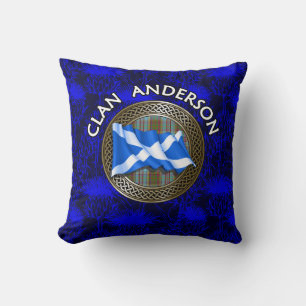 Clan Anderson Tartan Knot & Flag Cushion