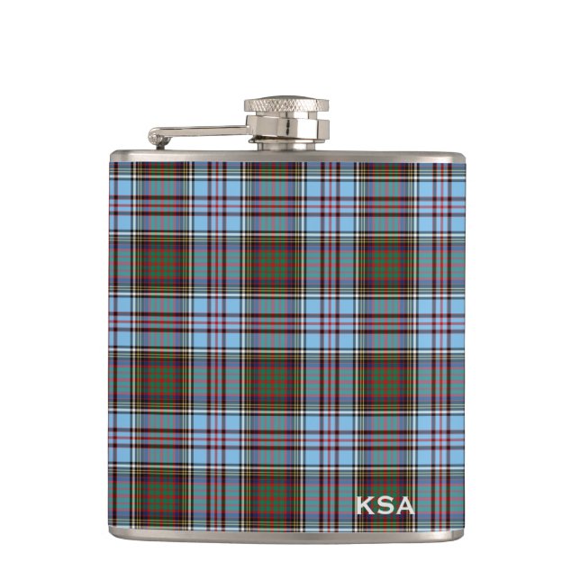Clan Anderson Tartan Monogram Hip Flask (Front)