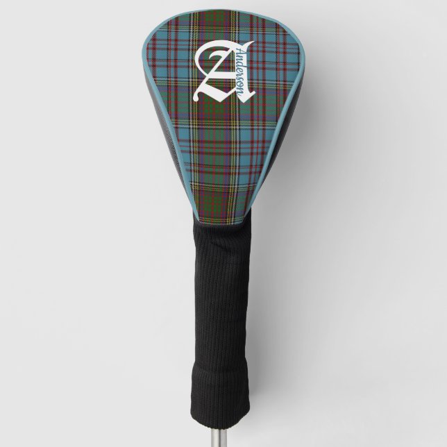 Clan Anderson Tartan Plaid Monogram Golf Head Cover (Front)