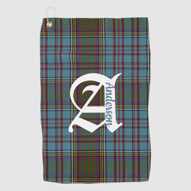 Clan Anderson Tartan Plaid Monogram  Golf Towel (Front)
