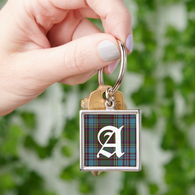 Clan Anderson Tartan Plaid Monogram  Keychain (Hand)