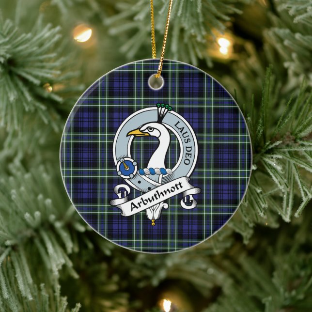 Clan Arbuthnot Badge Tartan Plaid Ceramic Ornament (Tree)
