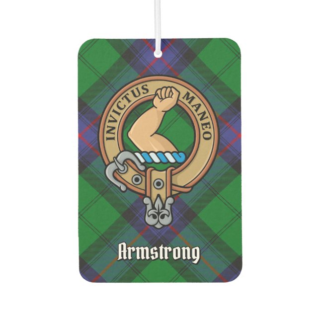 Clan Armstrong Crest over Tartan Air Freshener (Front)