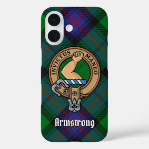 Clan Armstrong Crest over Tartan iPhone 16 Case