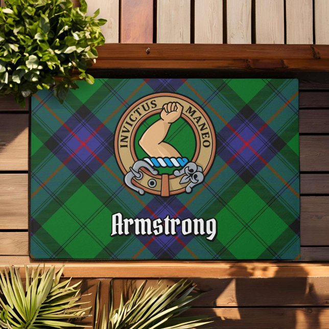 Clan Armstrong Crest over Tartan Doormat (Creator Uploaded)
