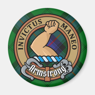 Clan Armstrong Crest over Tartan Magnet