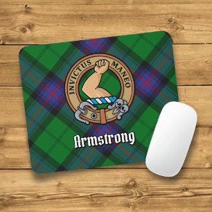 Clan Armstrong Crest over Tartan Mouse Pad