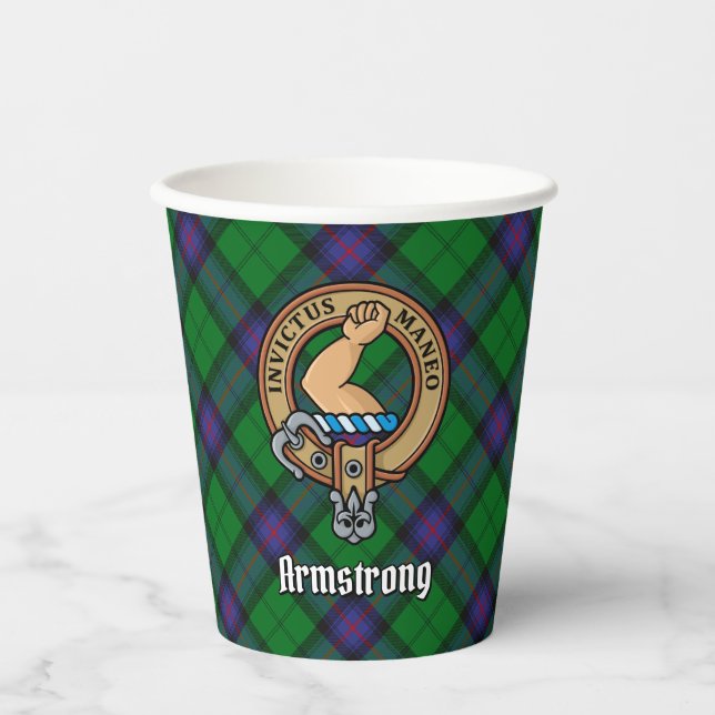 Clan Armstrong Crest over Tartan Paper Cups (Front)