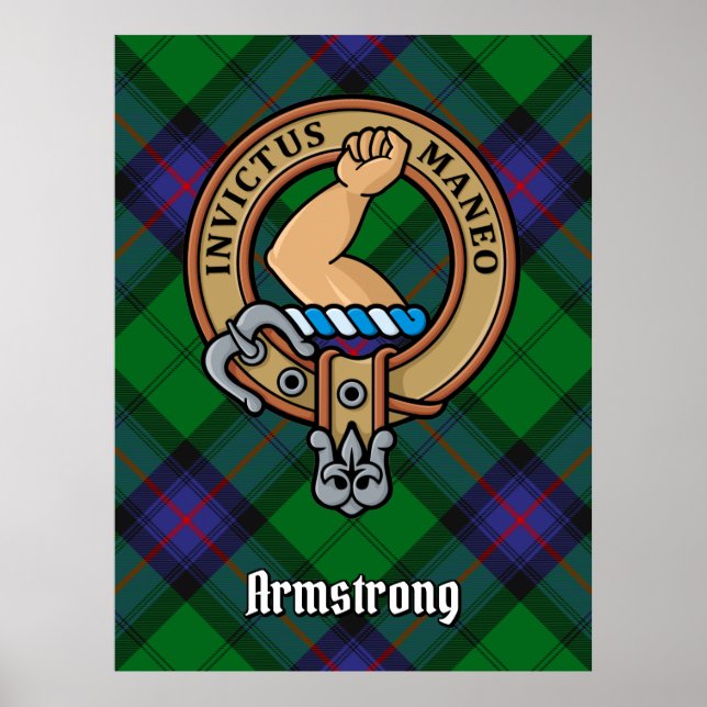 Clan Armstrong Crest over Tartan Poster (Front)