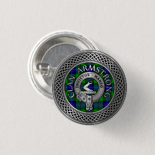 Clan Armstrong Crest & Tartan Knot 3 Cm Round Badge