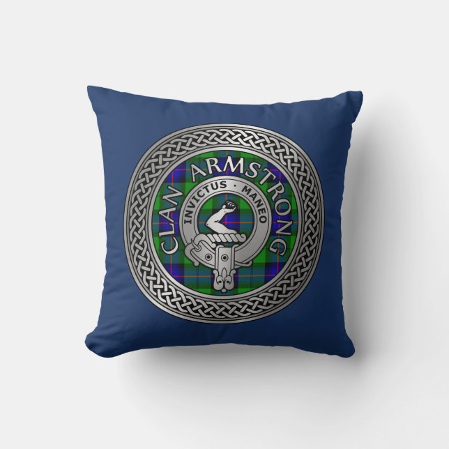 Clan Armstrong Crest & Tartan Knot Cushion (Front)