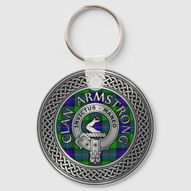 Clan Armstrong Crest & Tartan Knot Key Ring (Front)