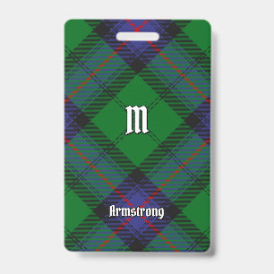 Clan Armstrong Hunting Tartan Badge ID Badge