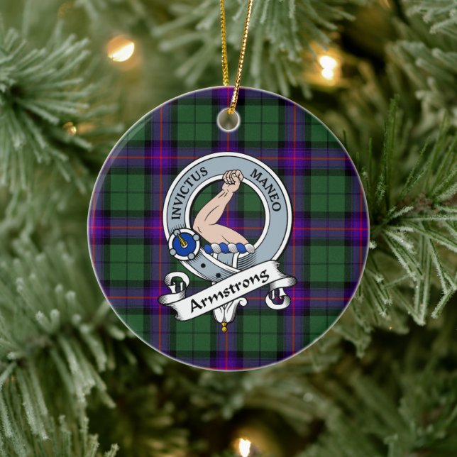 Clan Armstrong Modern Badge Tartan Plaid Ceramic Ornament (Tree)